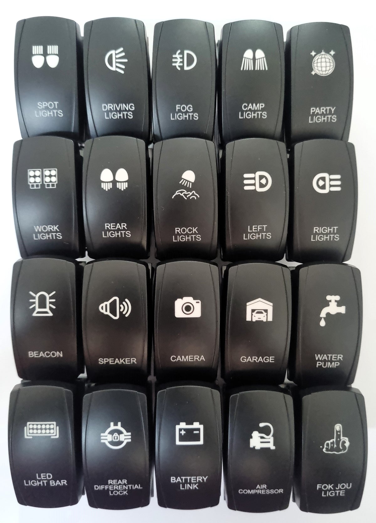 5 Pin Rocker Switch Blank ON-OFF - Optional Engraving