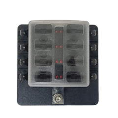 8 Way Blade Fuse Box with LED - Spade Terminal