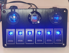 6 Way Switch Panel with 3 Round Sockets