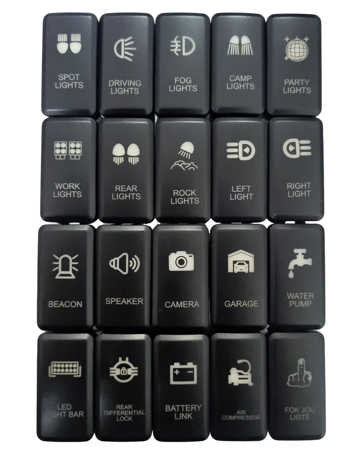 Toyota VIGO Push Switch 40x20mm Blank - Optional Pre Set Engraving