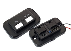 Dual QC3.0 USB & Type-C PD Wall Plate Charger - Blue LED Indicator & Spring Cap Covers