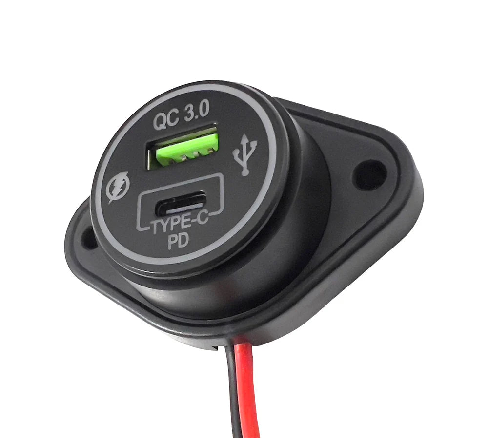 USB QC3 + Type-C Flush Mount Charger - No LED