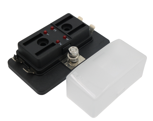 4 Way Blade Fuse Box with LED - Spade Terminal Connection