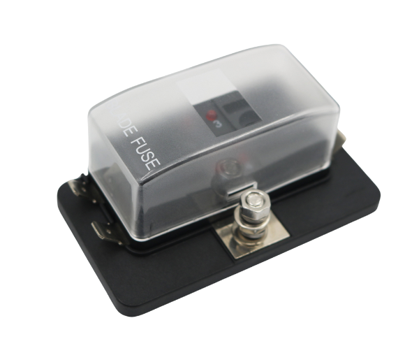4 Way Blade Fuse Box with LED - Spade Terminal Connection