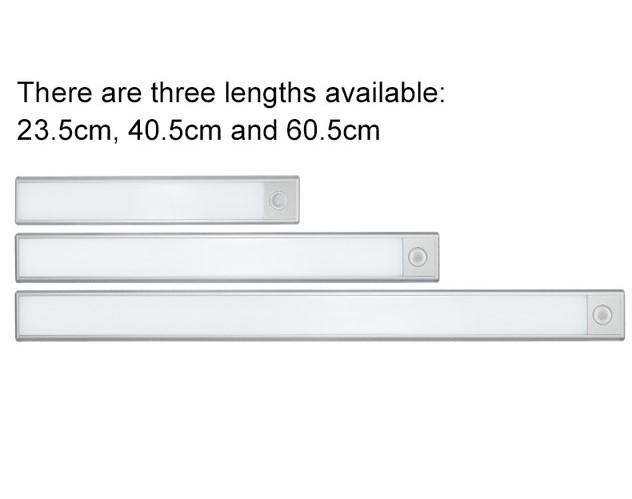 40cm Motion Sensor LED Under Cabinet Light USB Rechargeable Cool White LED Black - the4x4store.co.za
