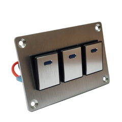 3 Gang Switch Panel Metal - Black / Silver