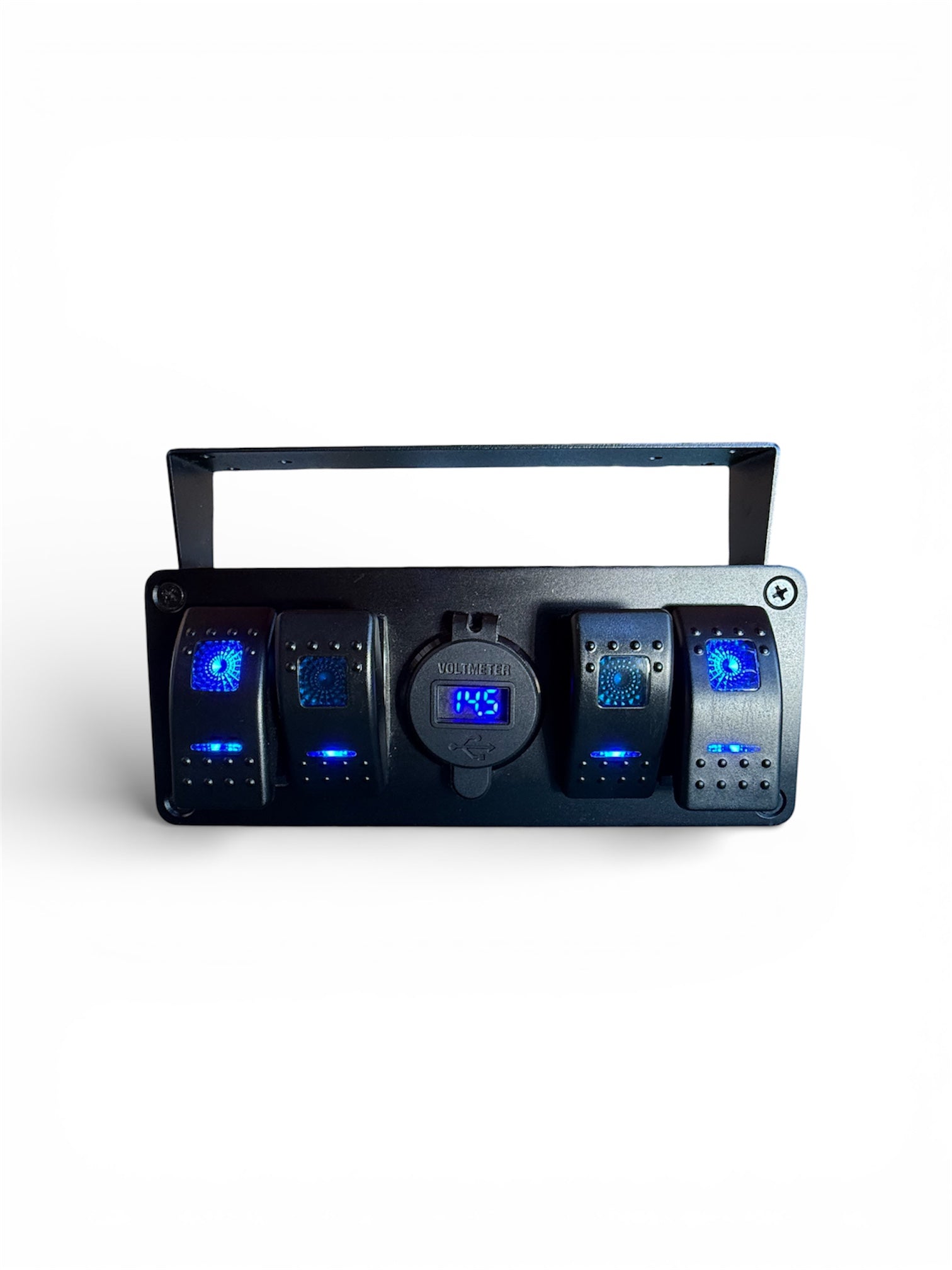 Mountable 4 Way Switch Panel With Dual USB And Voltmeter