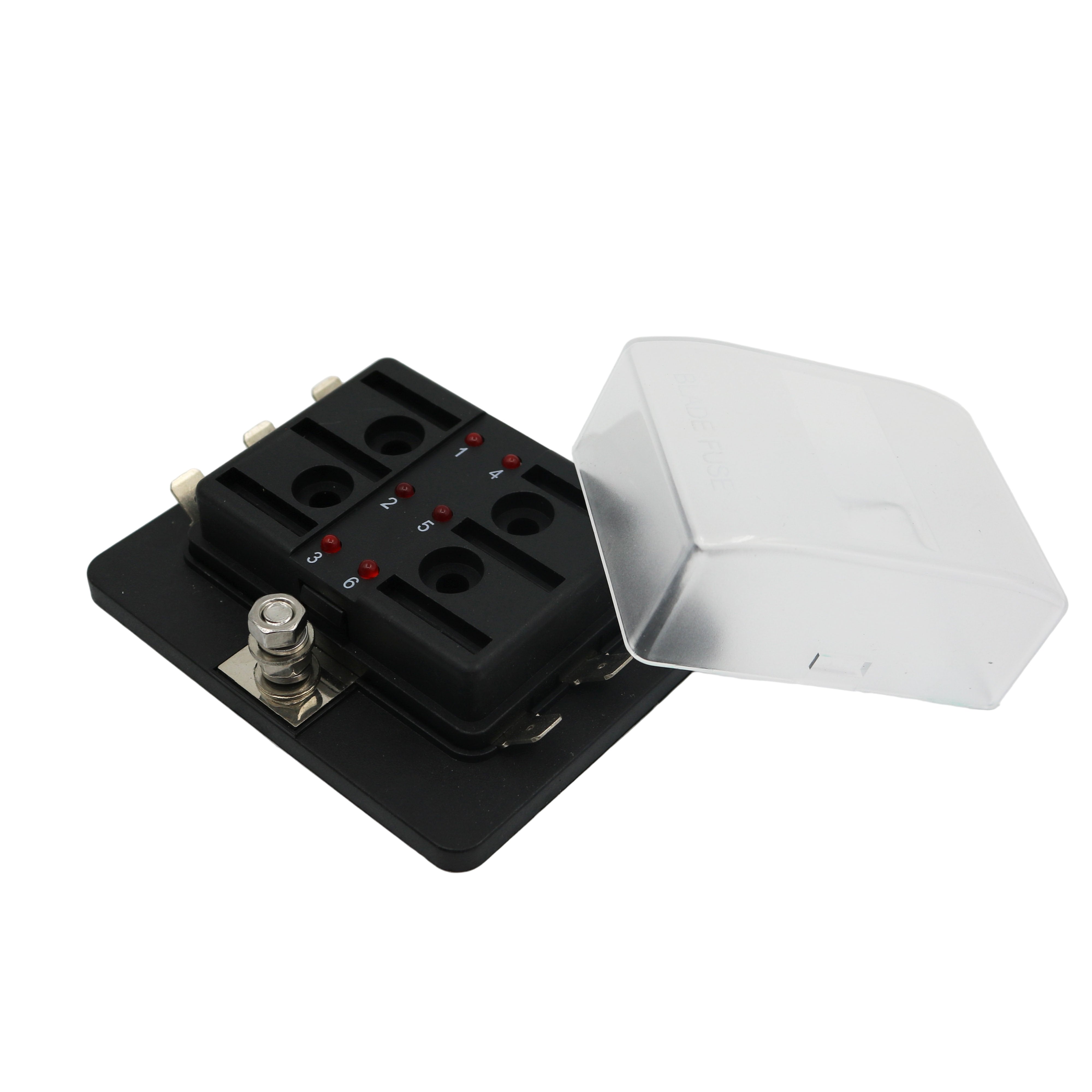 6 Way Blade Fuse Box with LED - Spade Terminal Connection - the4x4store.co.za