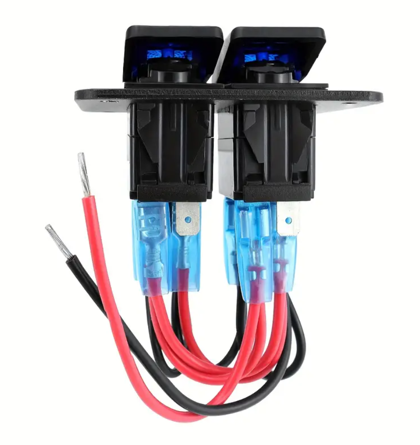 2 Gang Rocker Switch Panel - Blue LED