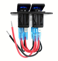 2 Gang Rocker Switch Panel - Blue LED