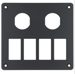 2 Gang Round Socket & 4 Gang Rocker - Blank Aluminium Panel