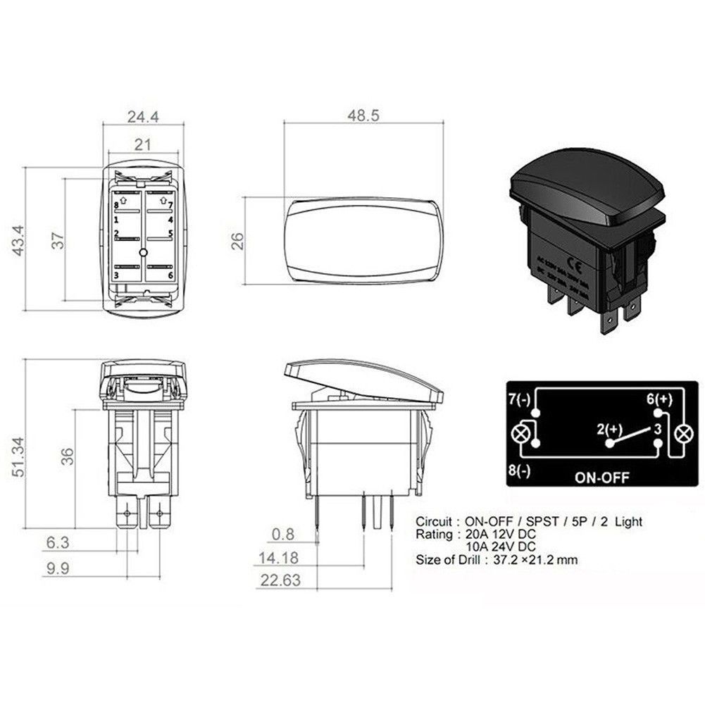 Rocker Switch On-Off Blue Led - Spot Lights
