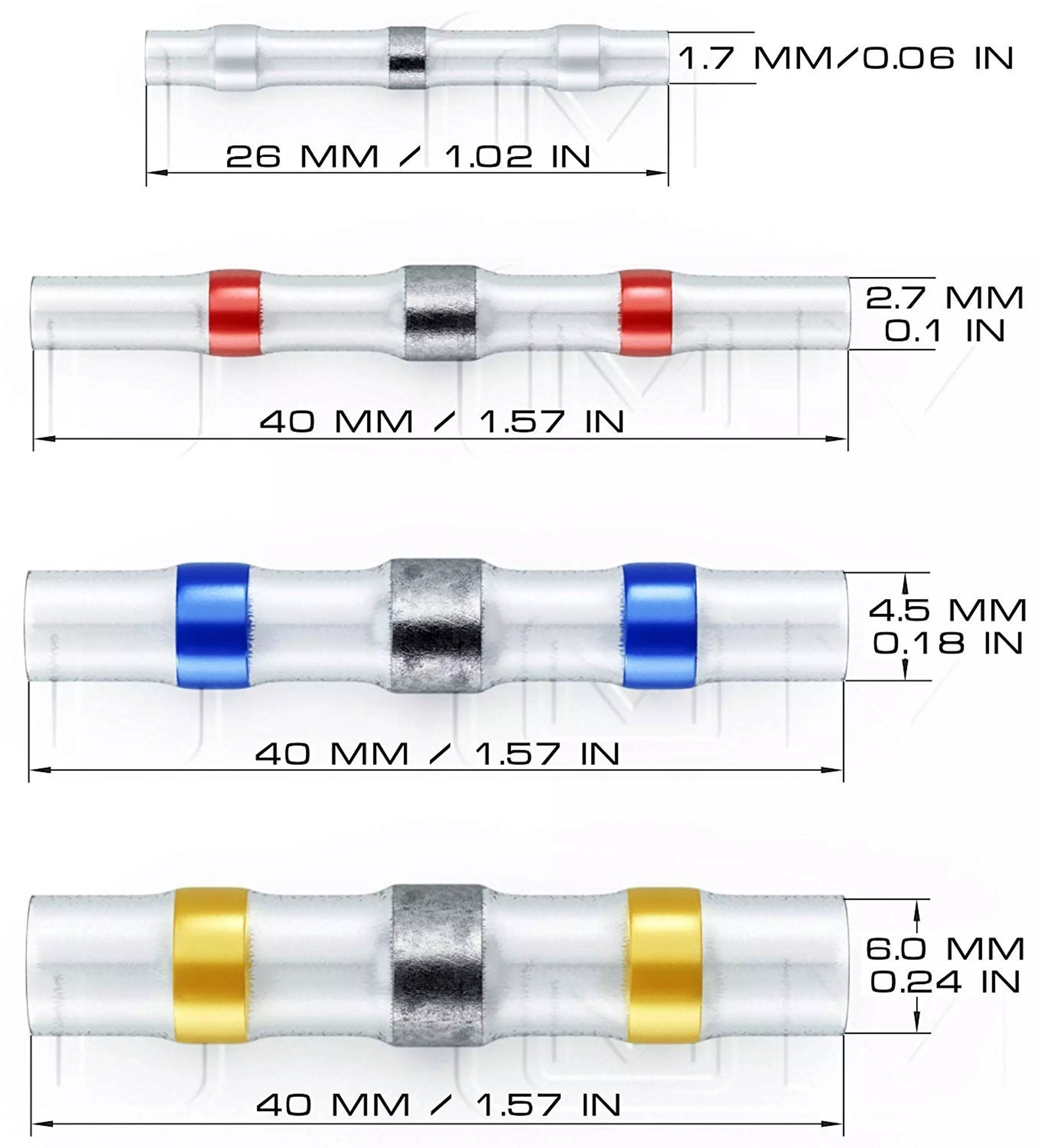 Heat Shrink Solder Sleeve Crimpless Butt Connectors Yellow 12 10