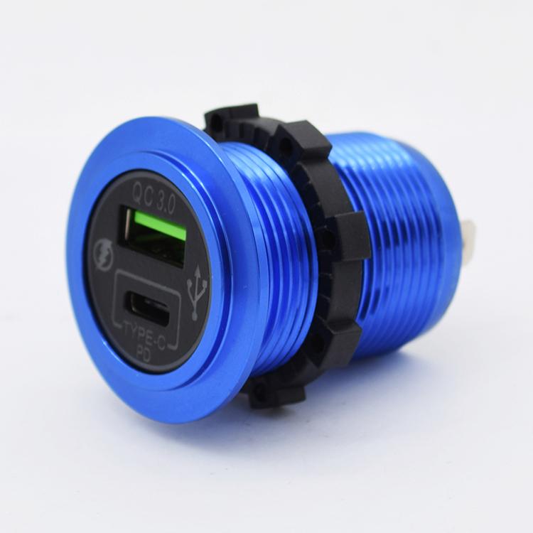 Dual Usb Type C And Qc3 Blue Backlit Charger