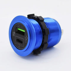 Dual Usb Type C And Qc3 Blue Backlit Charger