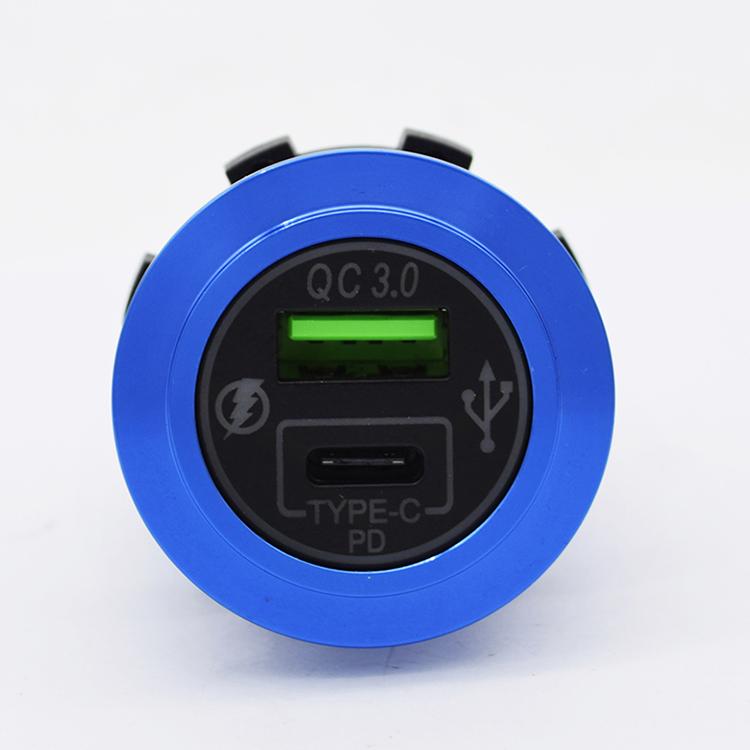 Dual Usb Type C And Qc3 Blue Backlit Charger