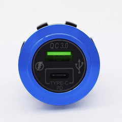 Dual Usb Type C And Qc3 Blue Backlit Charger