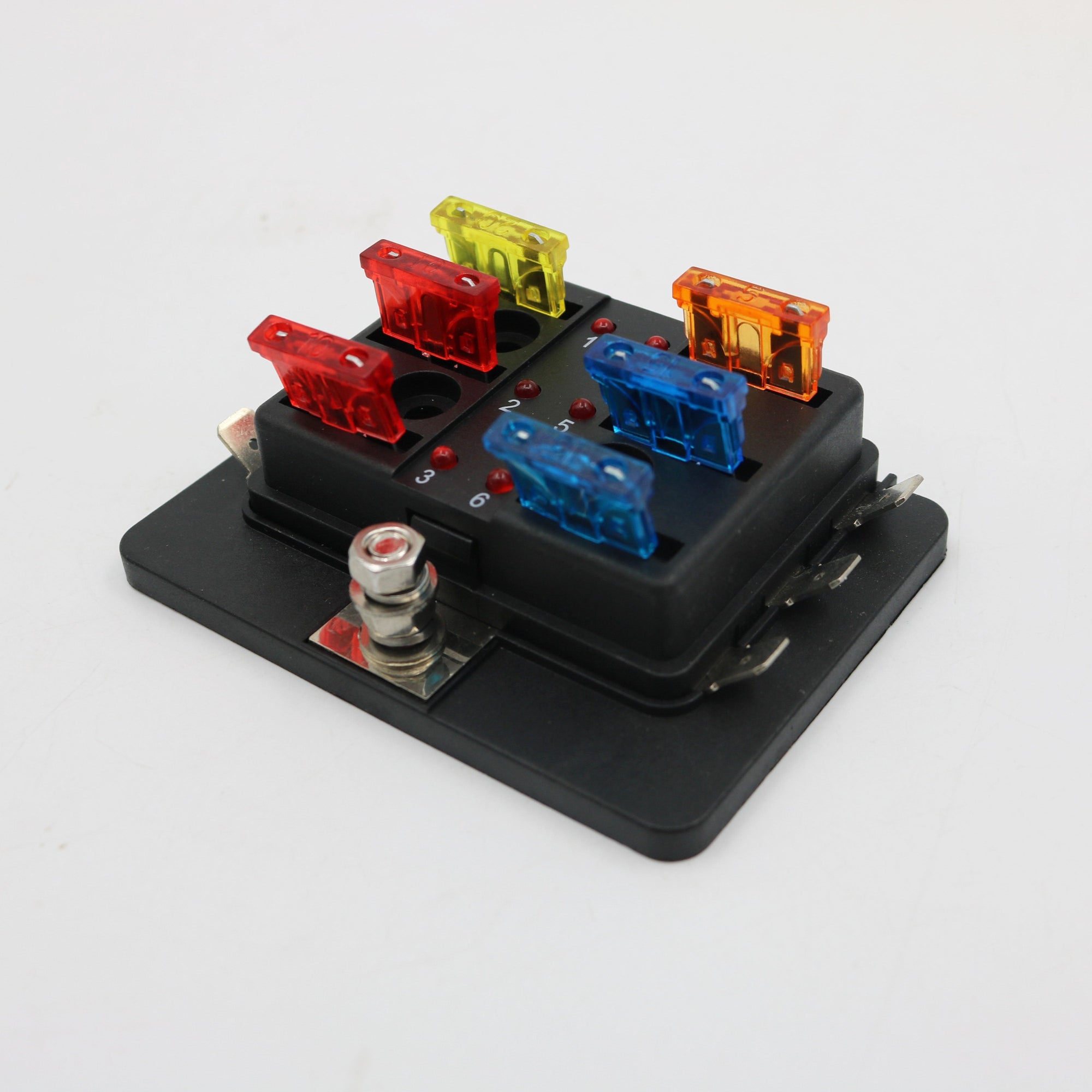 6 Way Blade Fuse Box with LED - Spade Terminal Connection - the4x4store.co.za